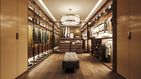 A luxurious walk-in closet